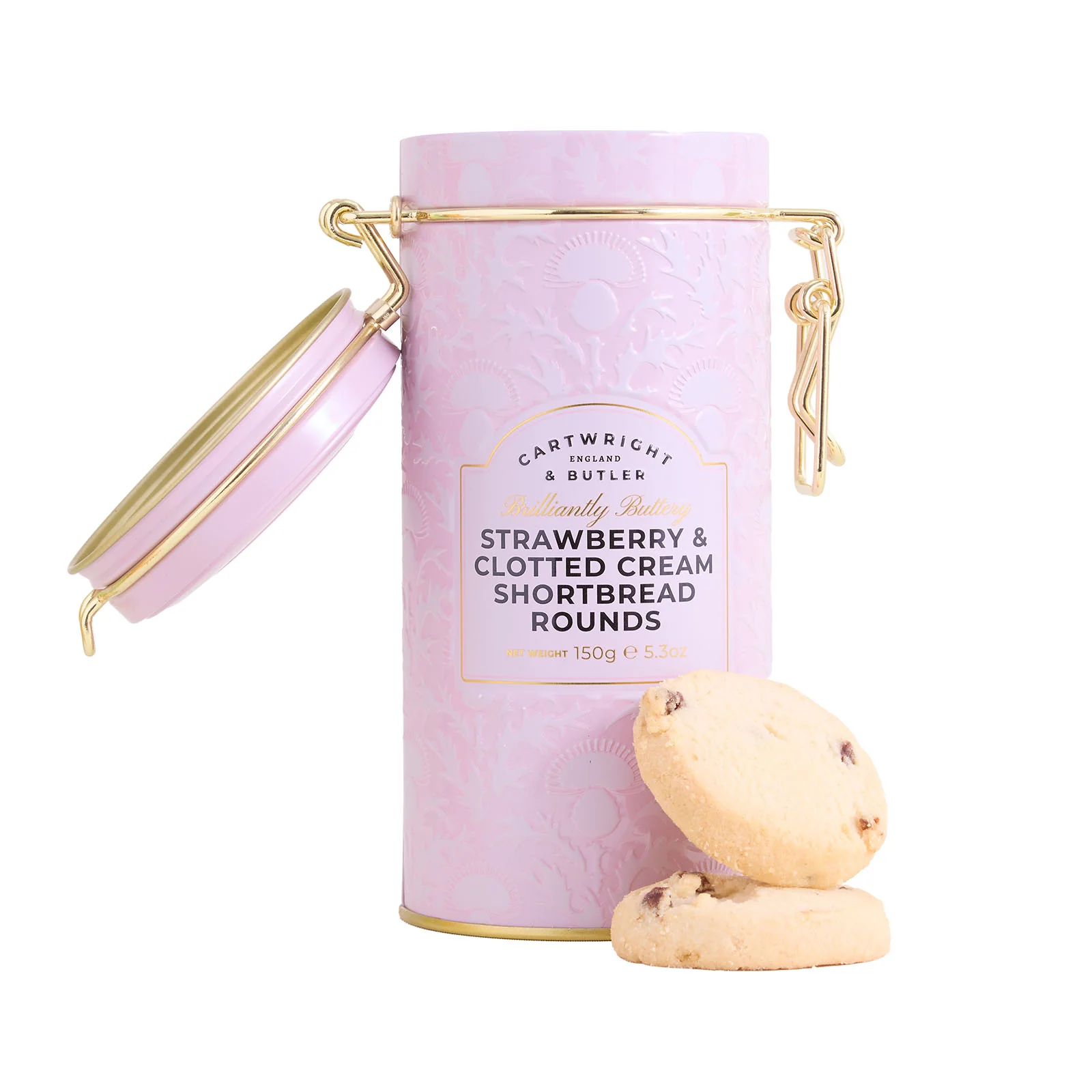 Cartwright & Butler Strawberry & Clotted Cream Shortbread Rounds in Tin - Image 2