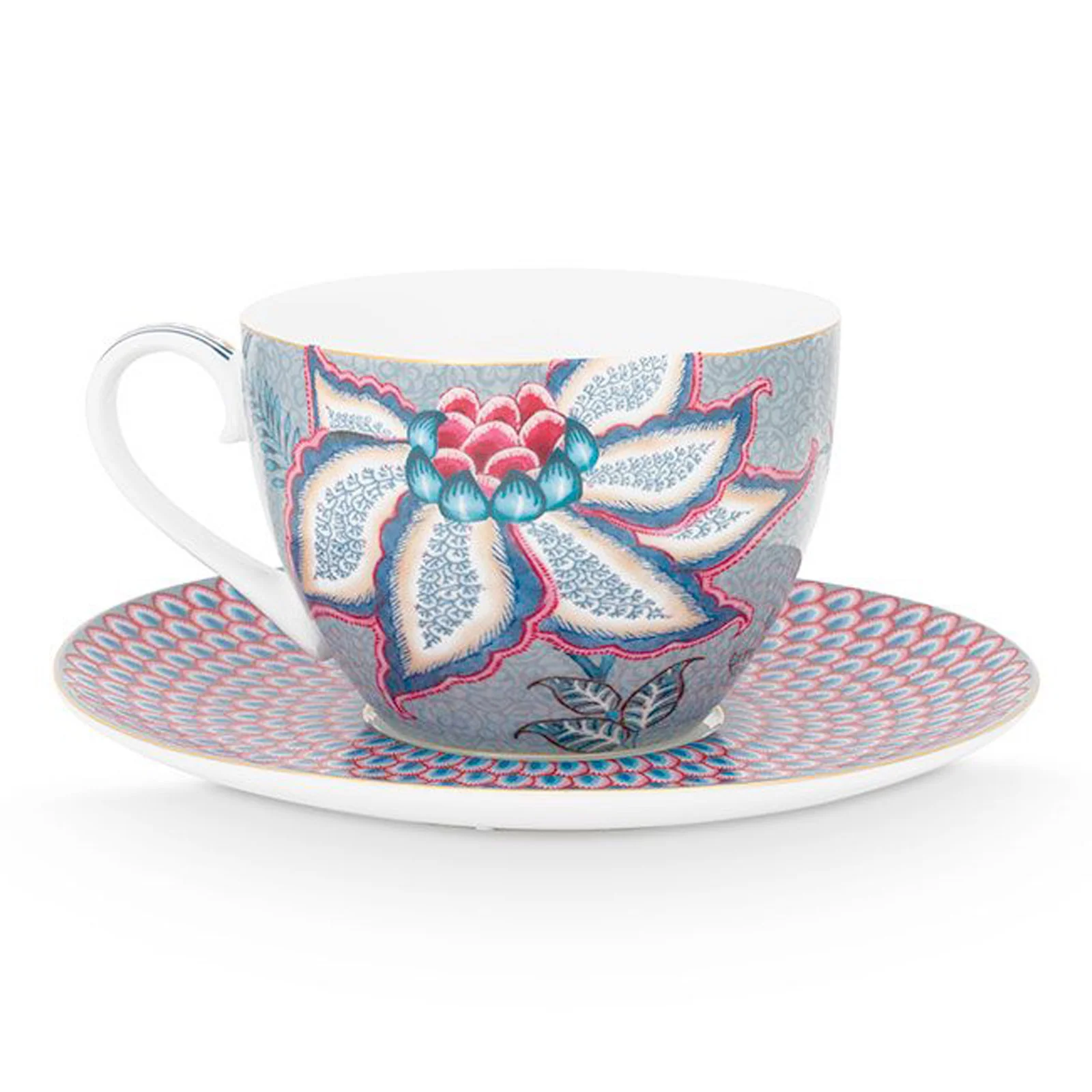 Pip Studio Flower Festival Cup & Saucer - Light Blue