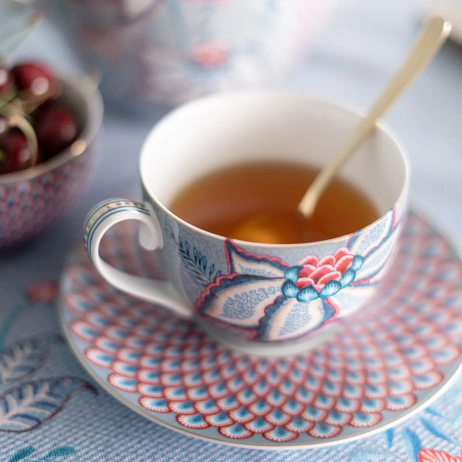 Pip Studio Flower Festival Cup & Saucer - Light Blue - Image 3