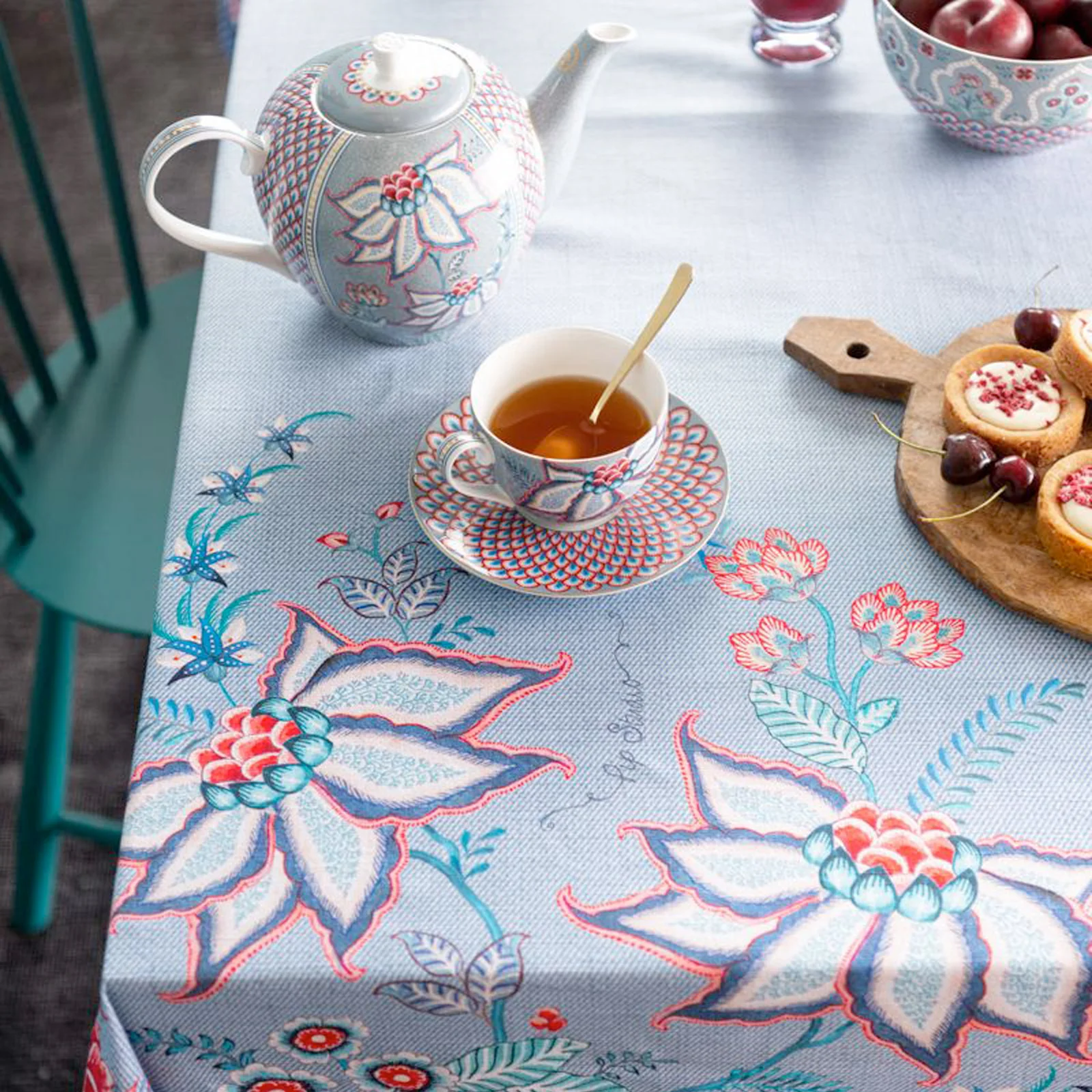 Pip Studio Flower Festival Cup & Saucer - Light Blue - Image 5