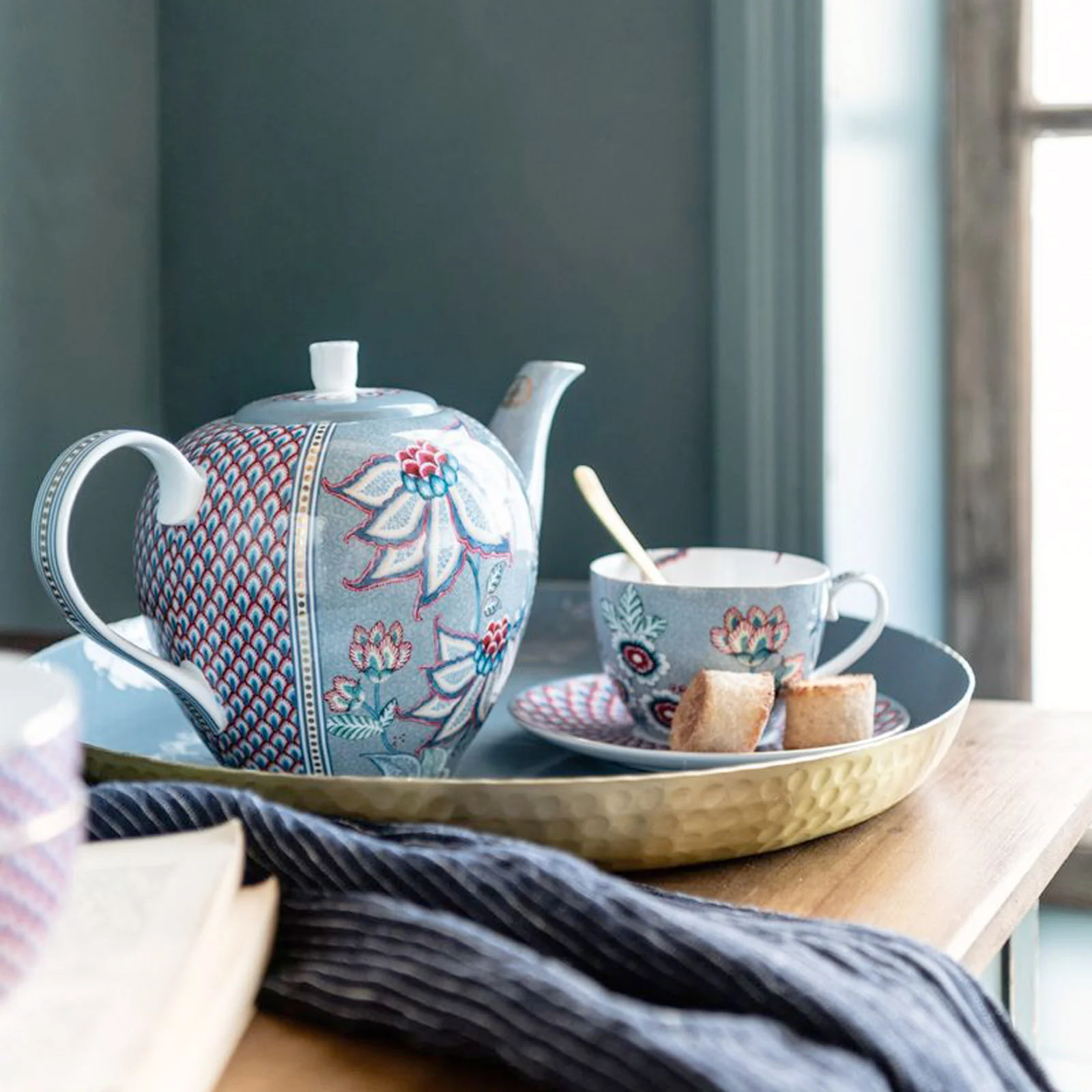 Pip Studio Flower Festival Cup & Saucer - Light Blue - Image 6