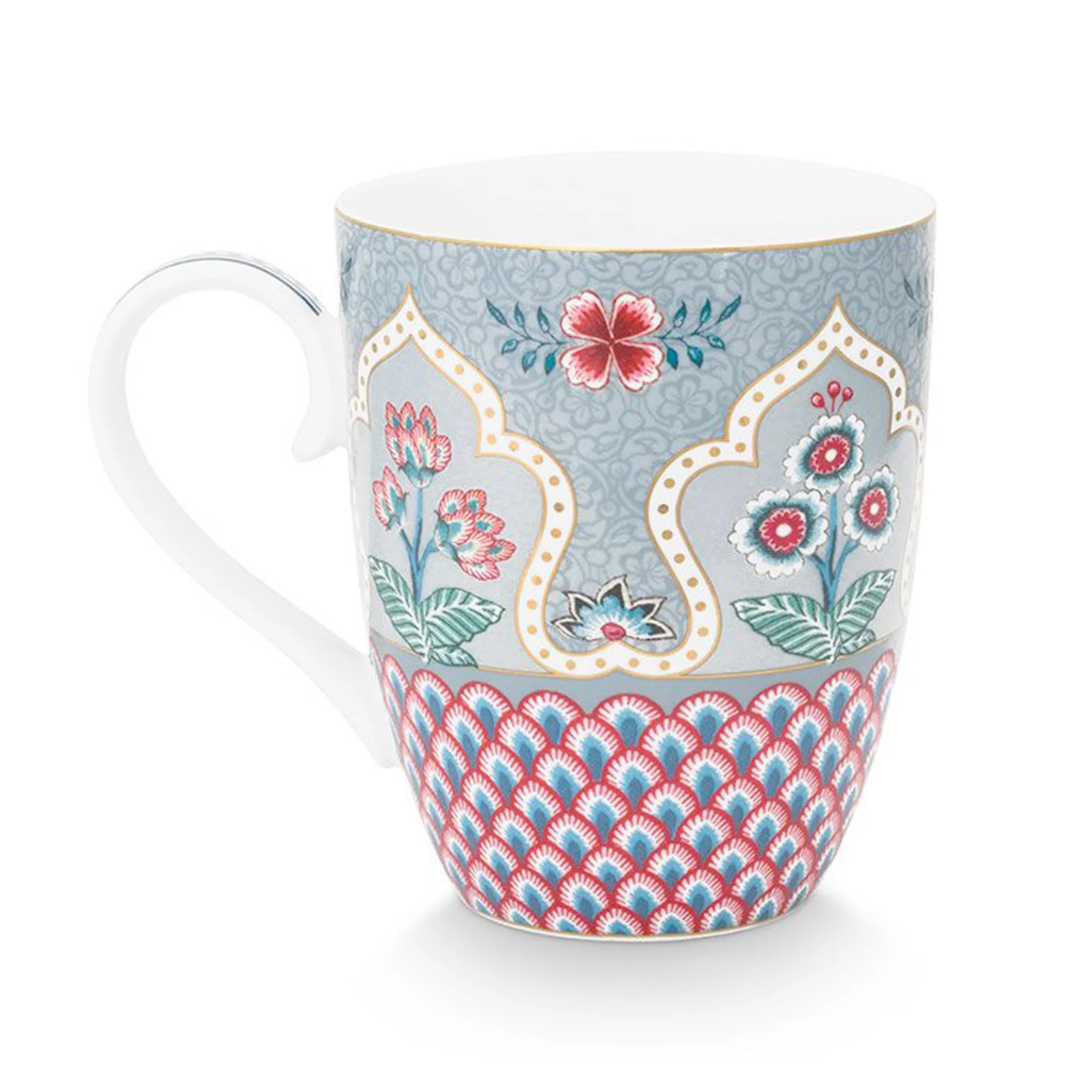 Pip Studio Flower Festival Scallop Deco Mug - Light Blue - Image 2
