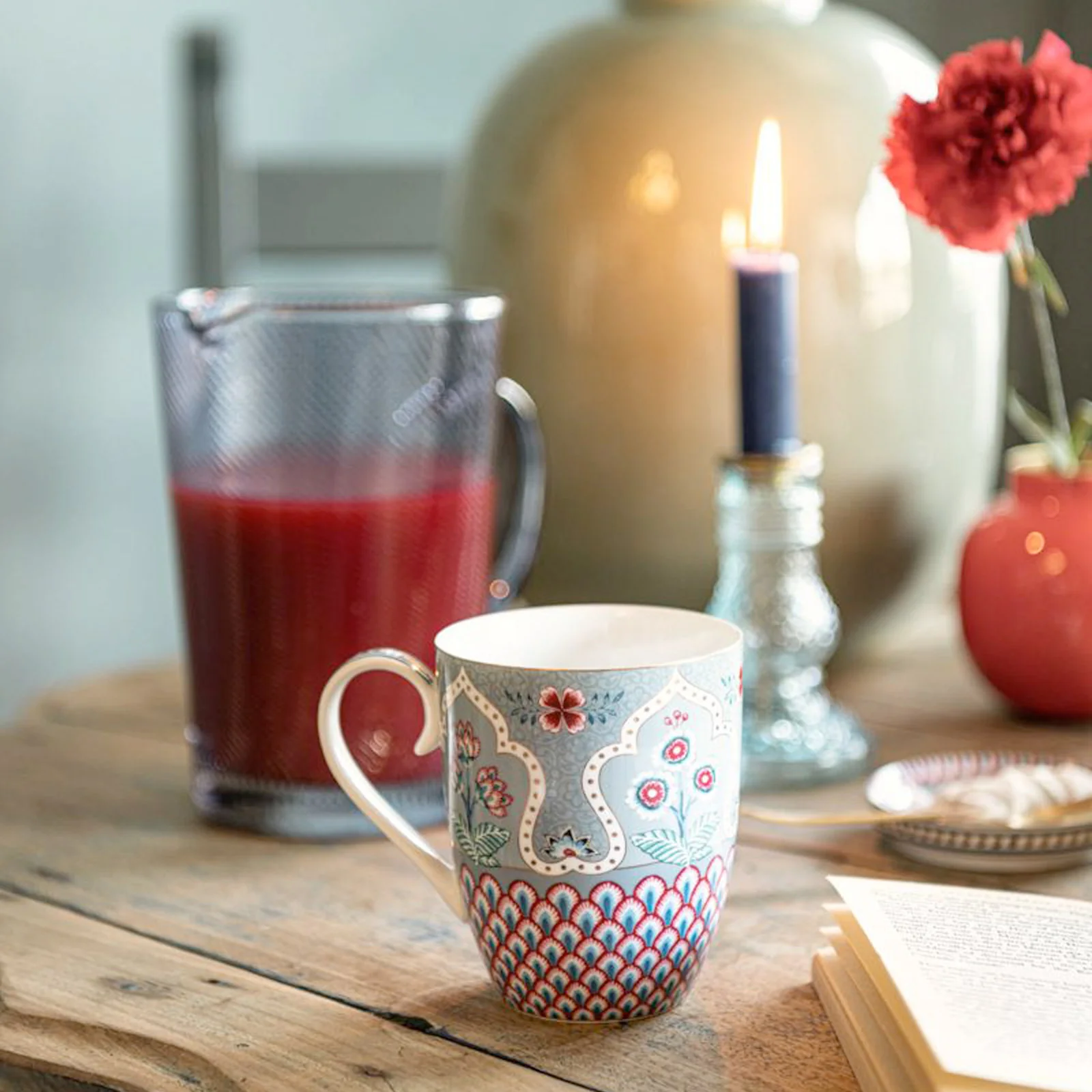Pip Studio Flower Festival Scallop Deco Mug - Light Blue - Image 3