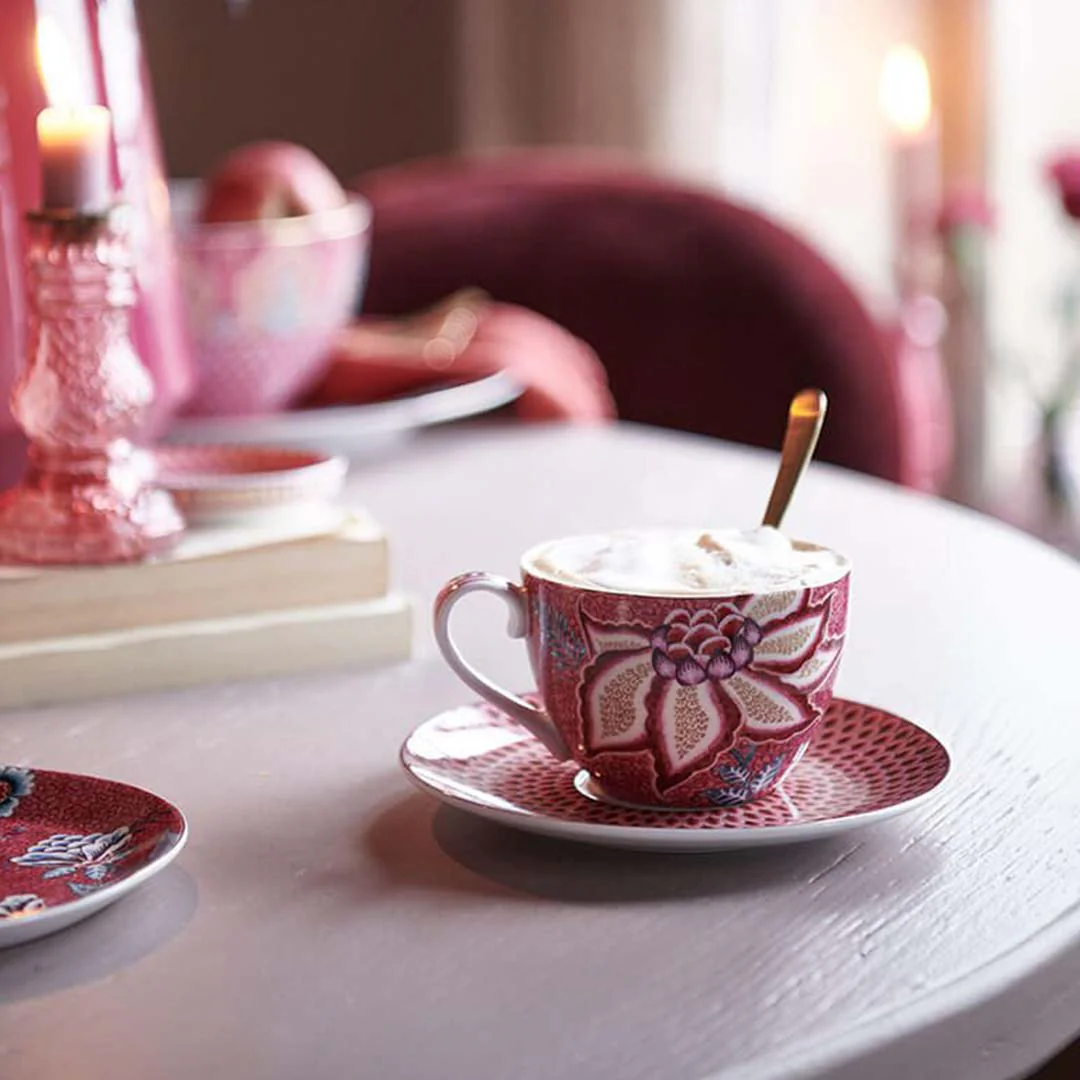 Pip Studio Flower Festival Set of 2 Cups & Saucers - Pink - Image 4