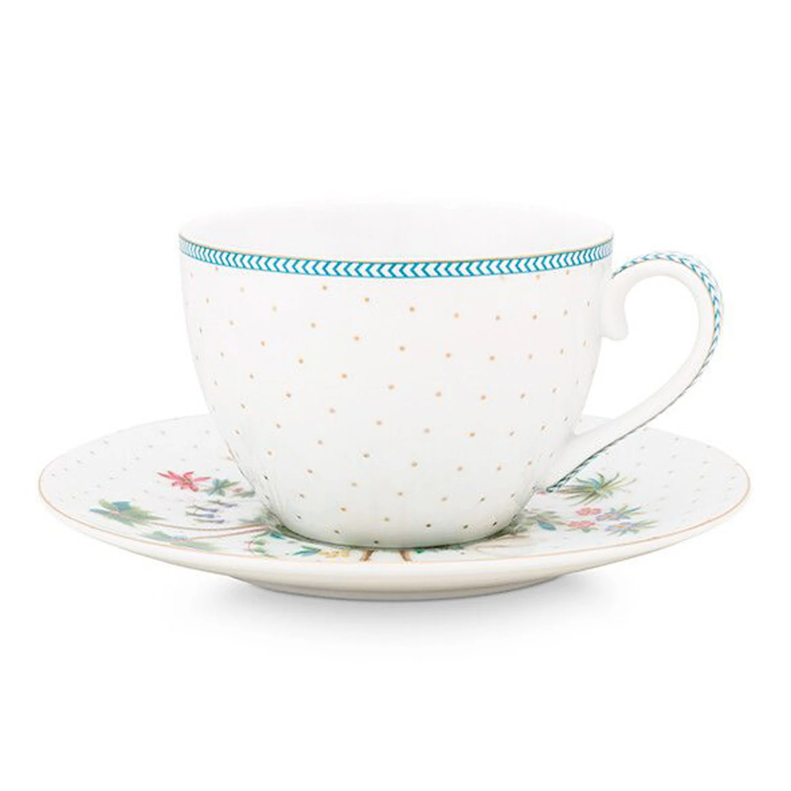 Pip Studio Jolie Dots Set of 2 Cups & Saucers - White & Gold - Image 2