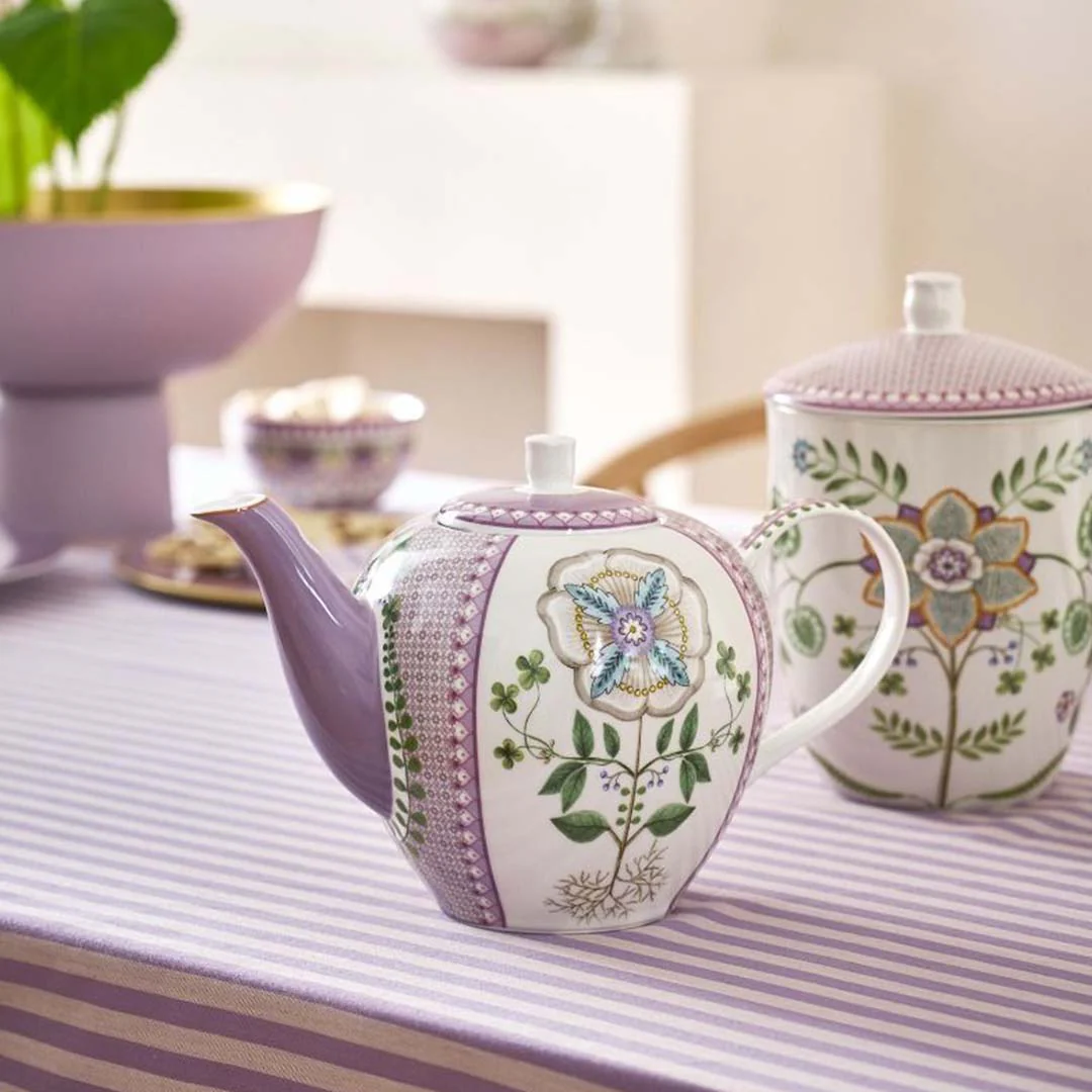 Pip Studio Lily & Lotus Tiles 1.6L Teapot - Lilac - Image 4