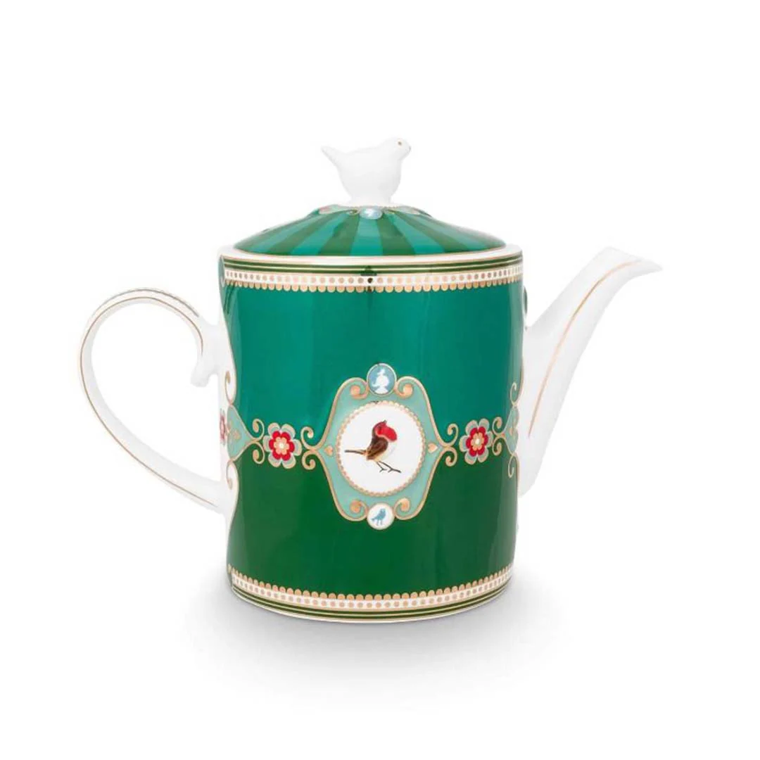 Pip Studio Love Birds Medallion 1.3L Teapot - Emerald Green - Image 2