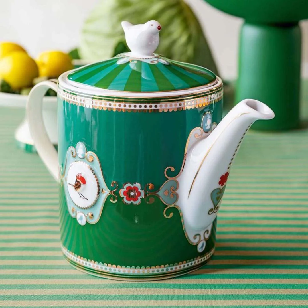 Pip Studio Love Birds Medallion 1.3L Teapot - Emerald Green - Image 4