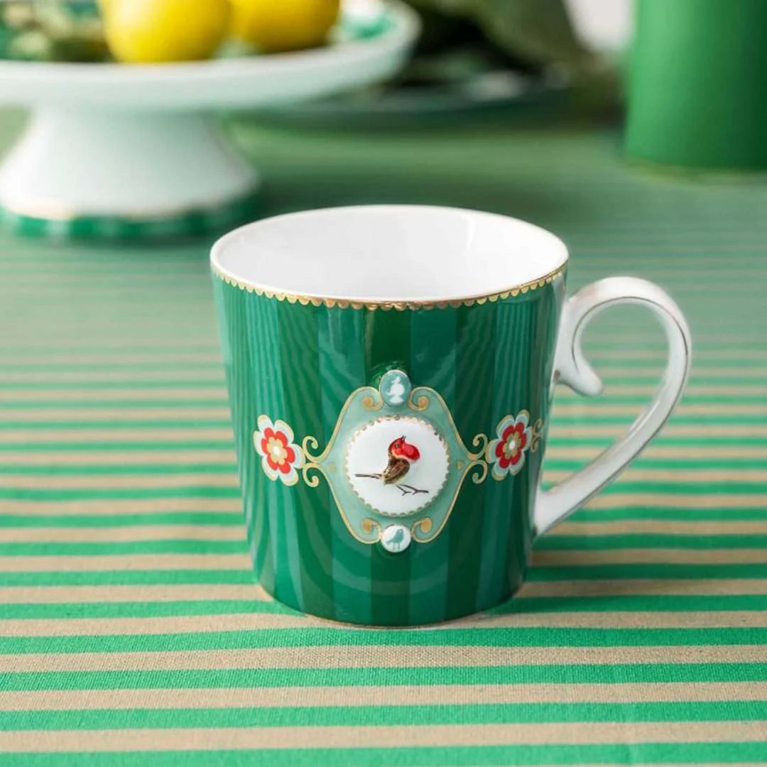 Pip Studio Love Birds Medallion Stripes Mug - Emerald Green - Image 4