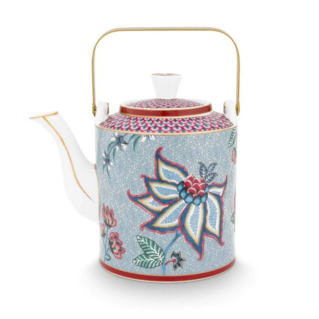 Pip Studio Oriental Flower Festival 1L Teapot - Light Blue - Image 2