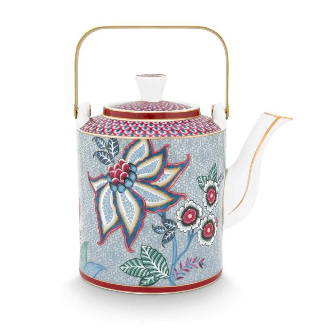 Pip Studio Oriental Flower Festival 1L Teapot - Light Blue - Image 3