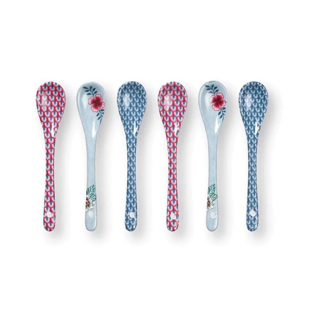 Pip Studio Oriental Flower Festival Set of 6 Teaspoons - Blue - Image 2
