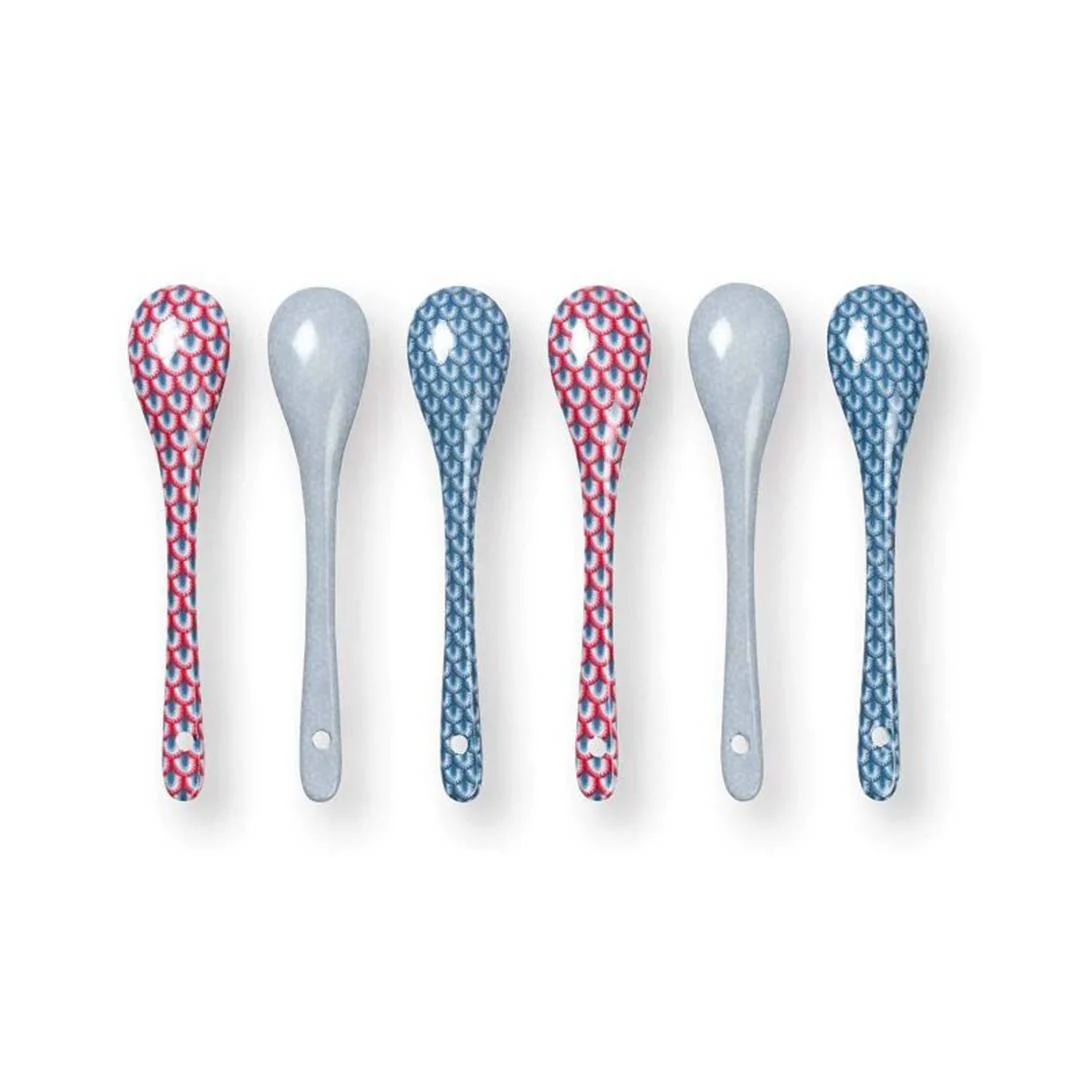 Pip Studio Oriental Flower Festival Set of 6 Teaspoons - Blue - Image 3