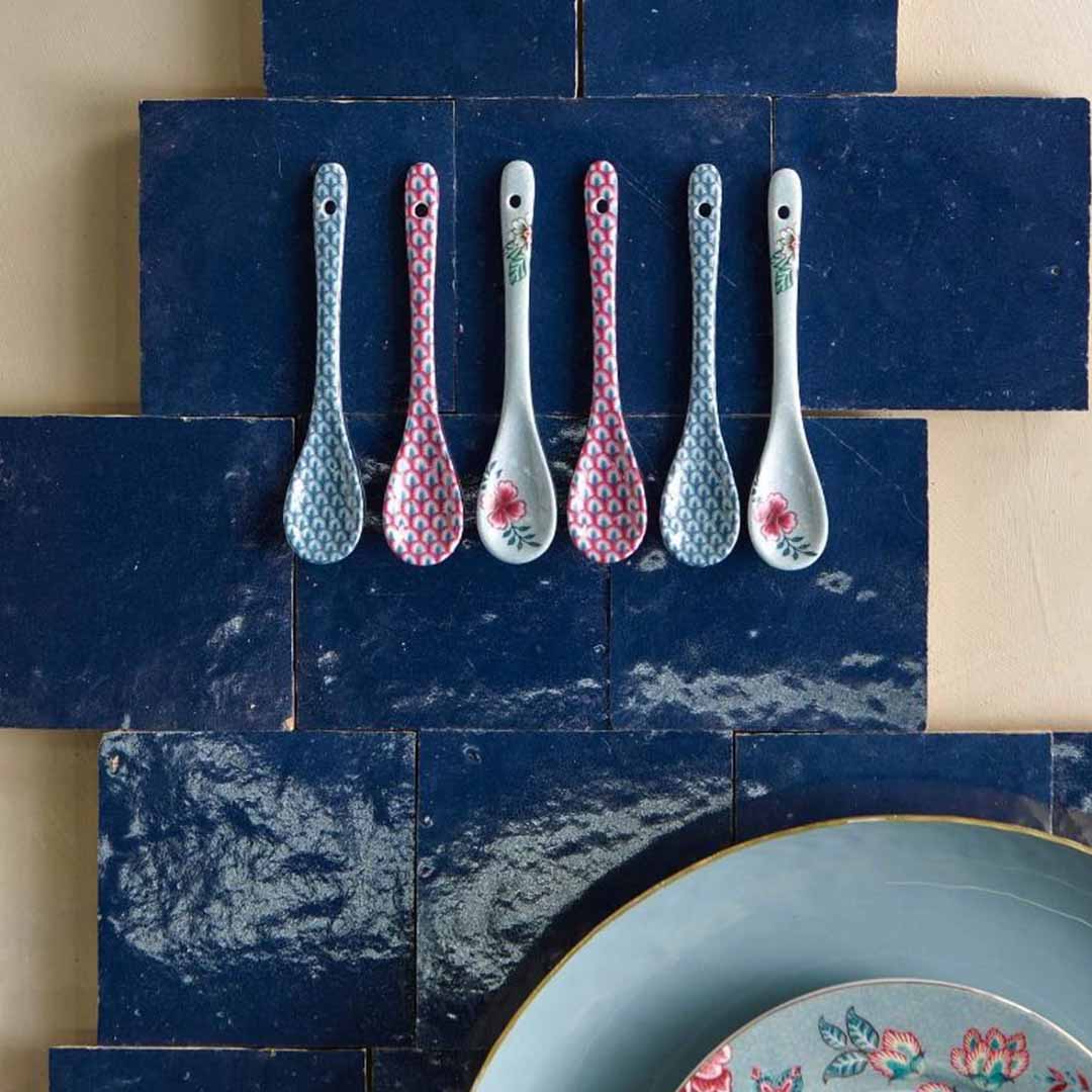 Pip Studio Oriental Flower Festival Set of 6 Teaspoons - Blue - Image 4