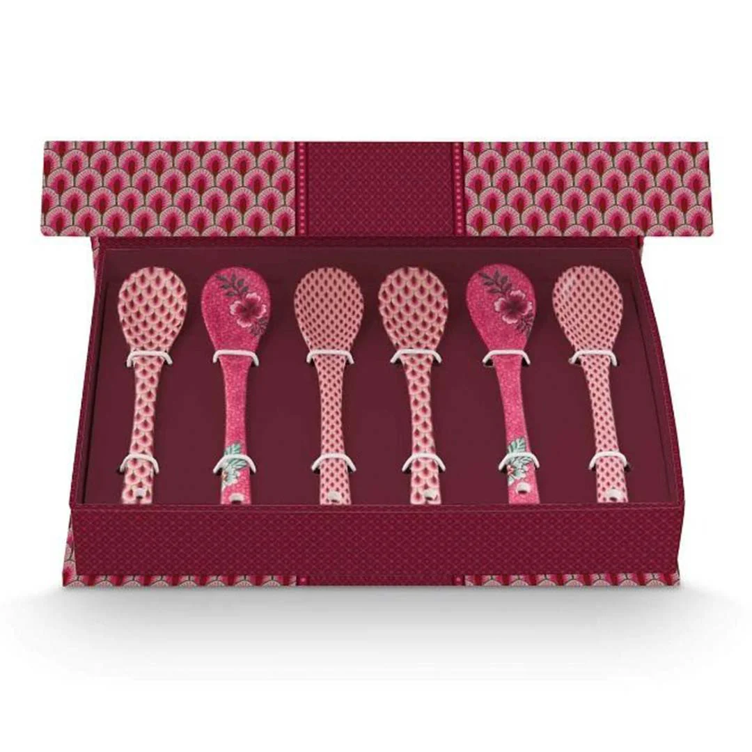 Pip Studio Oriental Flower Festival Set of 6 Teaspoons - Pink