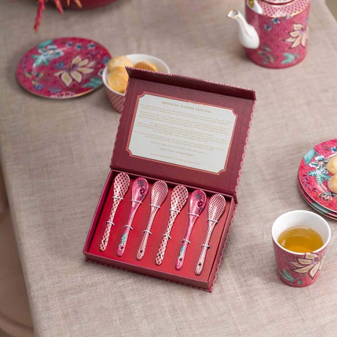 Pip Studio Oriental Flower Festival Set of 6 Teaspoons - Pink - Image 5