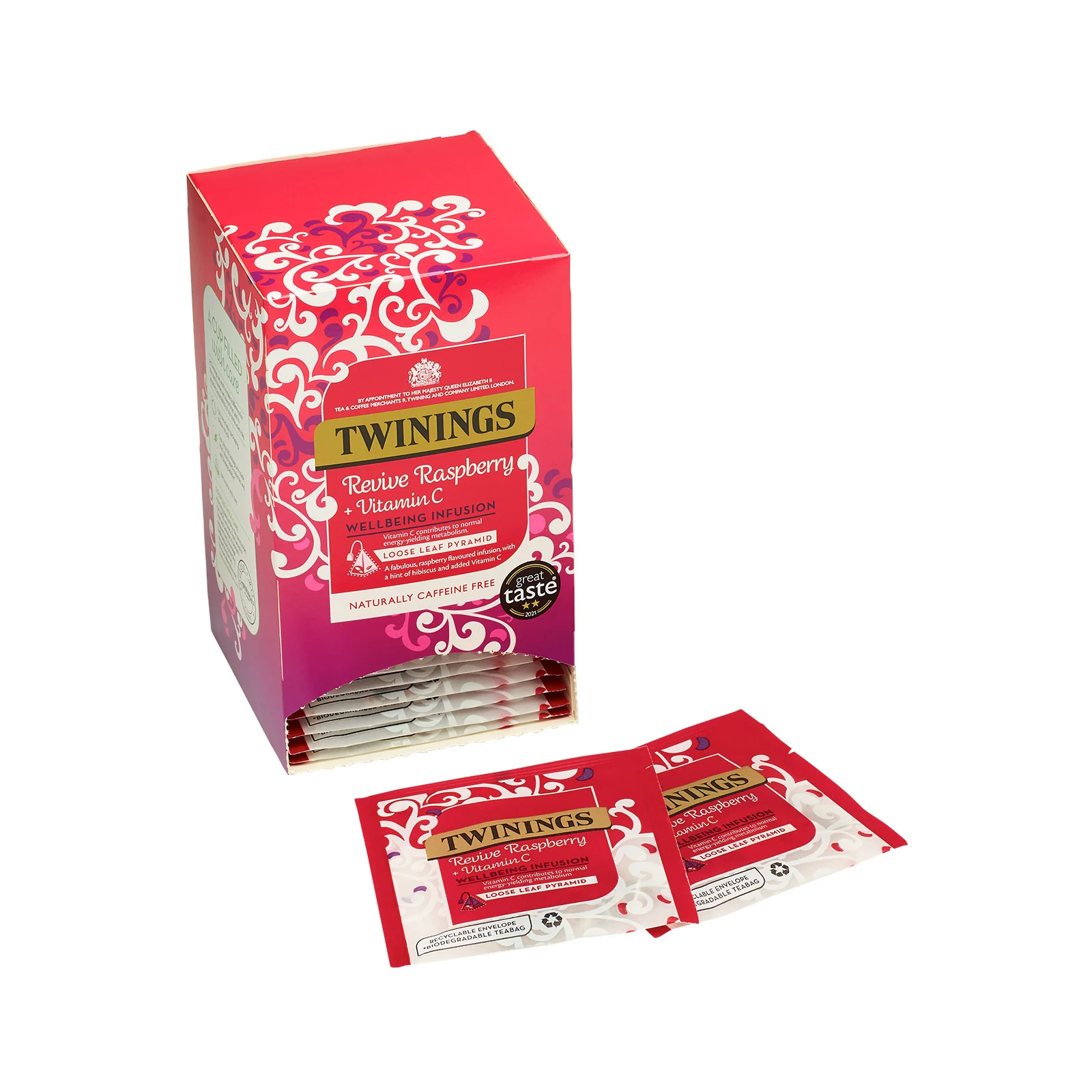 Twinings Revive Raspberry, Hibiscus & Vitamin C - 15 Pyramid Bags (Individual) - Image 3