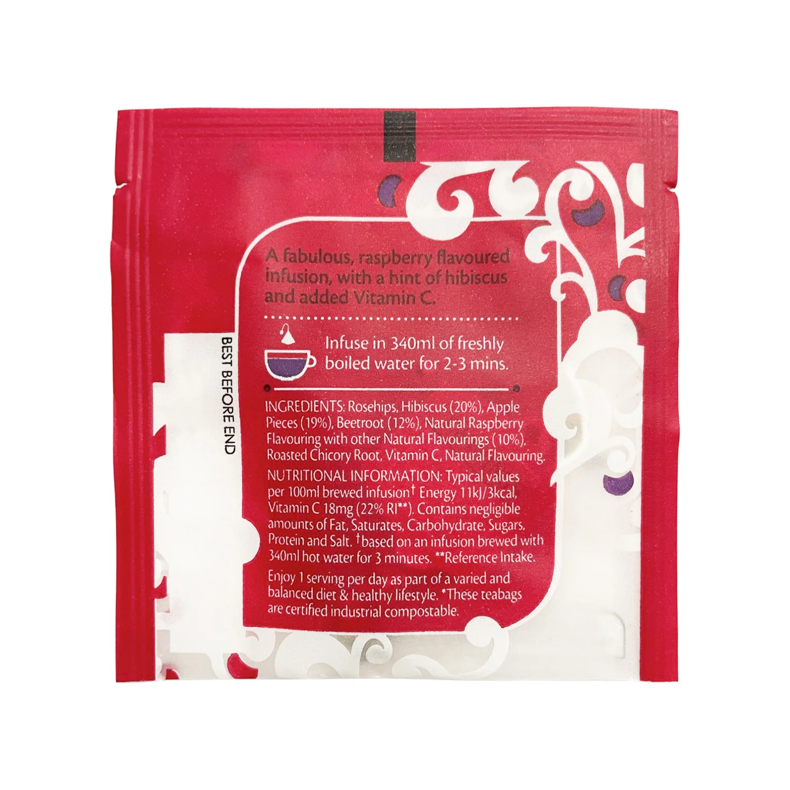 Twinings Revive Raspberry, Hibiscus & Vitamin C - 15 Pyramid Bags (Individual) - Image 5