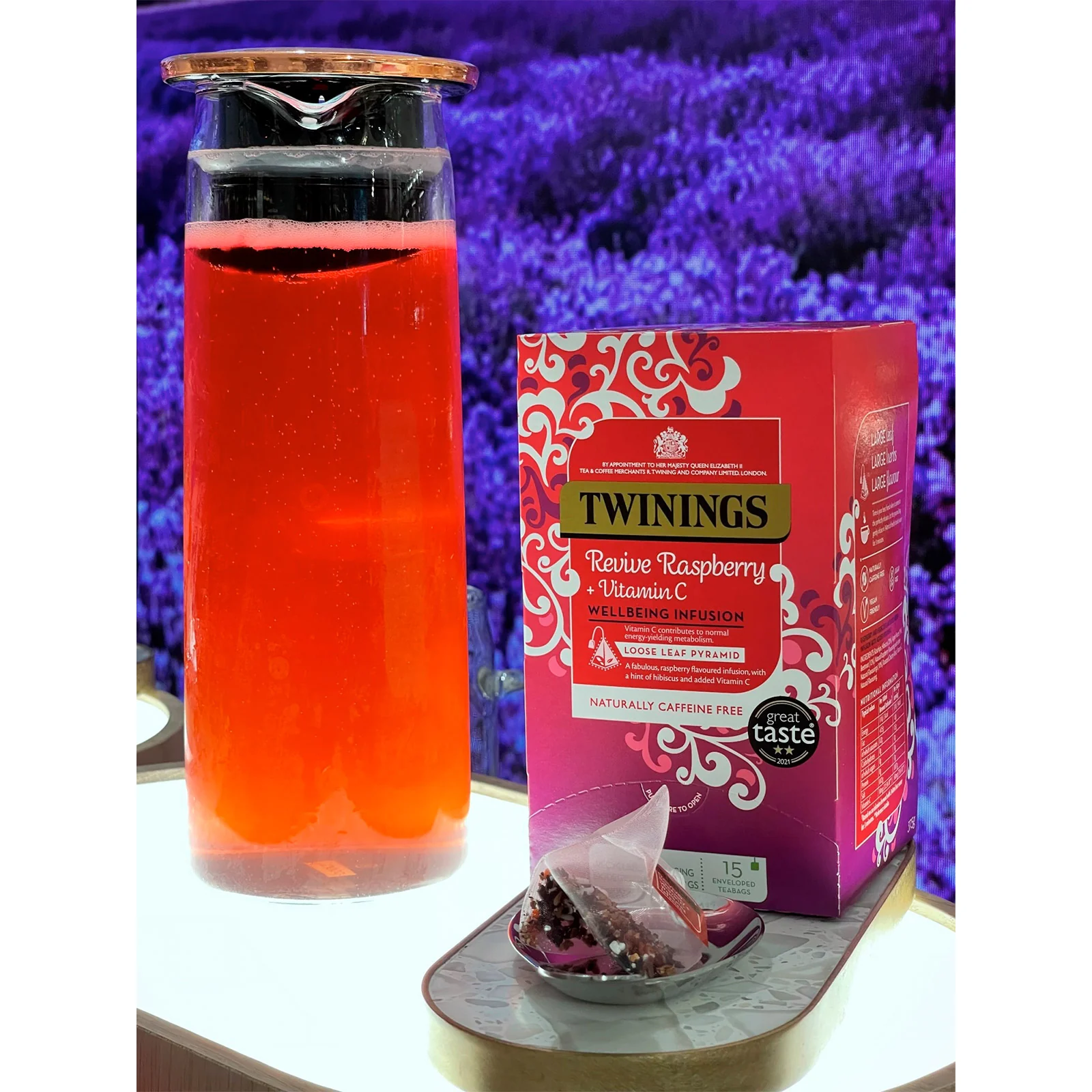 Twinings Revive Raspberry, Hibiscus & Vitamin C - 15 Pyramid Bags (Individual) - Image 7