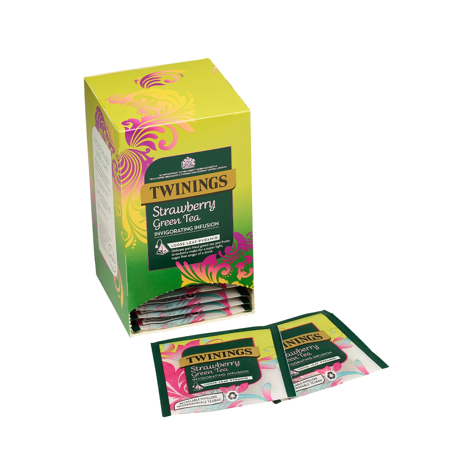 Strawberry Green Tea - 15 Pyramid Bags (Individually Wrapped) - Image 3