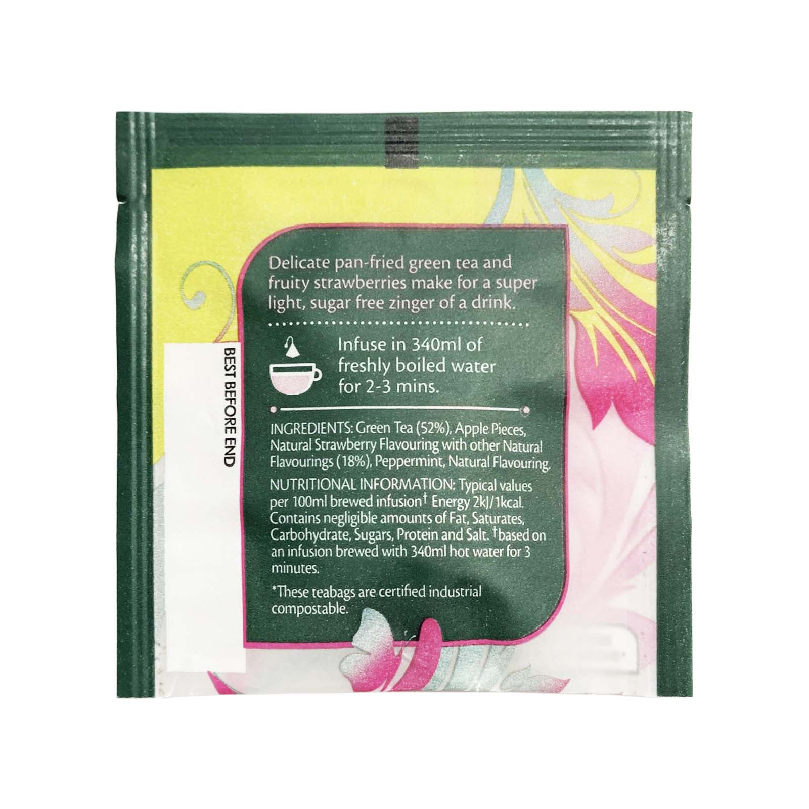 Strawberry Green Tea - 15 Pyramid Bags (Individually Wrapped) - Image 6