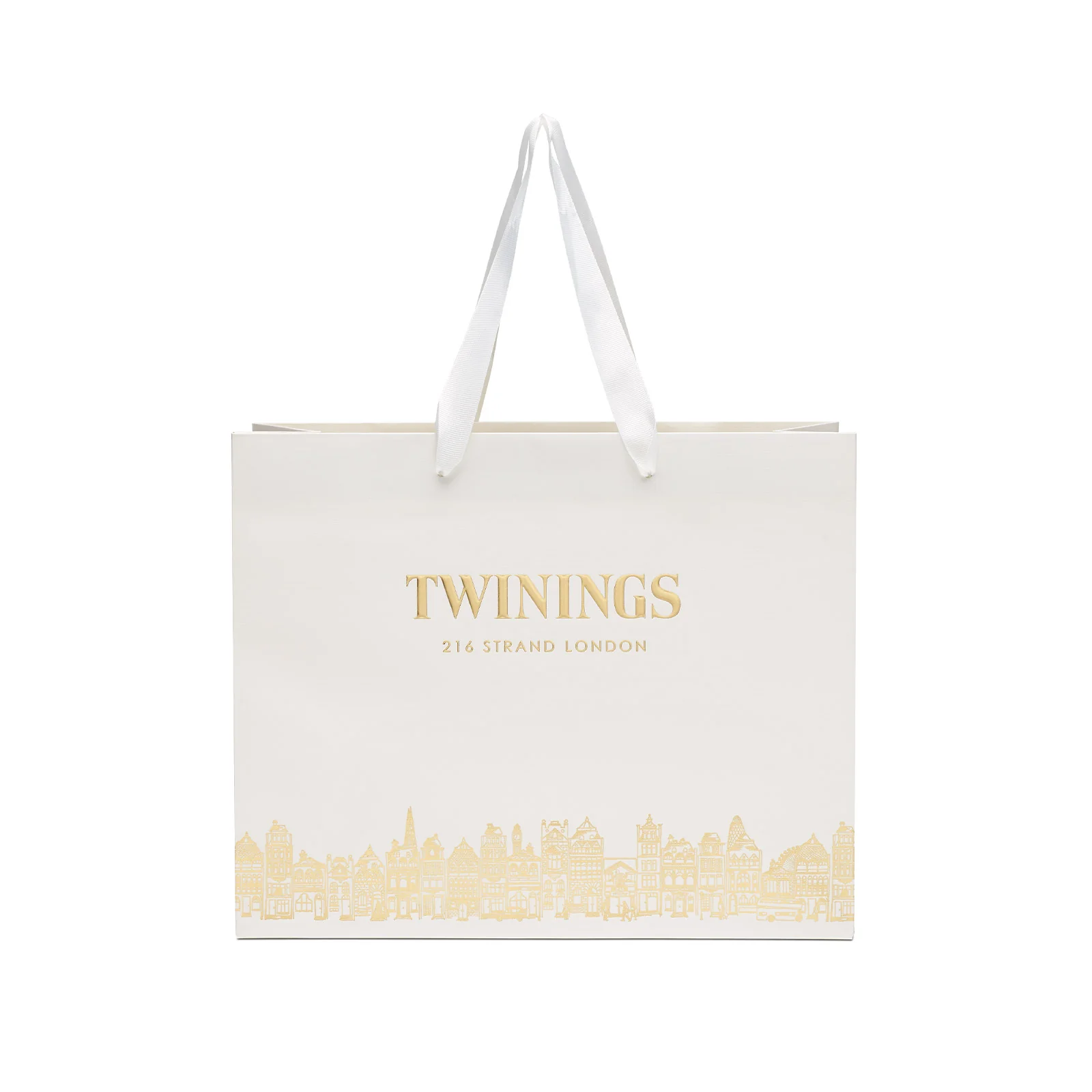 Twinings Medium White & Gold Gift Bag - Empty